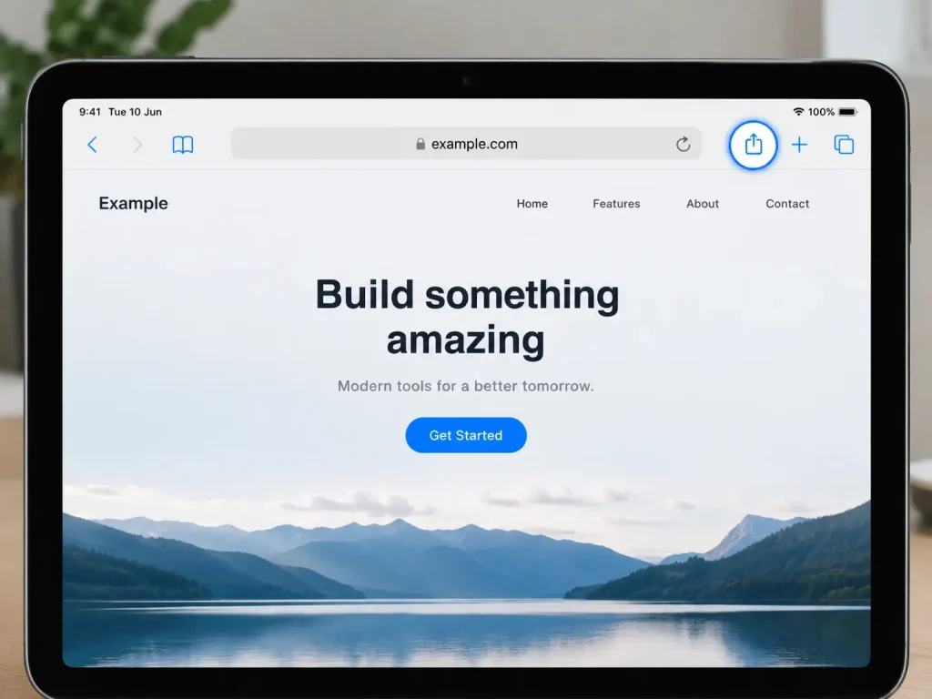OnStream for iOS – Easy & Free Install Guide (2026) 3 iPad Safari Share Button for onstream