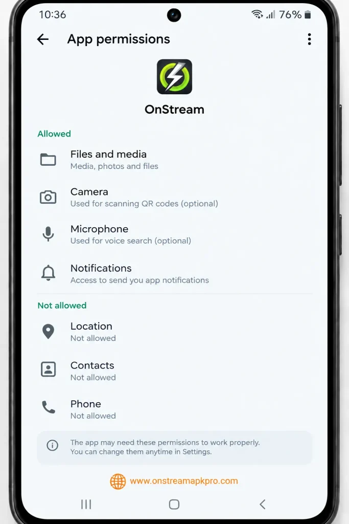 Is OnStream Safe? Dangerous Security & Privacy Risks in 2026 3 OnStream app permissions for anything unrelated to streaming